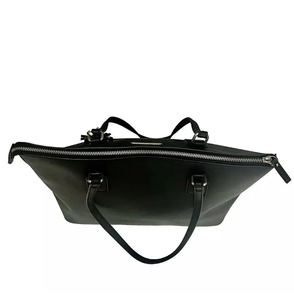 Totto Carinae Medium Tote‎ Bag Black Polyvinyl Roomy Travel Office Casual Tassel